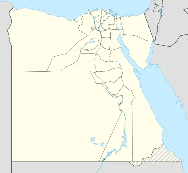 Mapa konturowa Egiptu, blisko górnej krawiędzi znajduje się punkt z opisem „Bibliotheca Alexandrina”