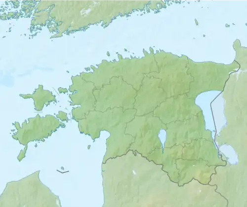 Mapa konturowa Estonii, w centrum znajduje się punkt z opisem „miejsce bitwy”