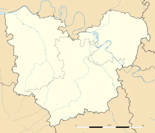 Mapa konturowa Eure, u góry po lewej znajduje się punkt z opisem „Thierville”