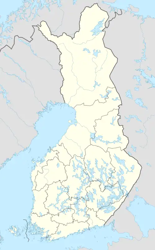 Mapa konturowa Finlandii, w centrum znajduje się punkt z opisem „Oulu Tuira”