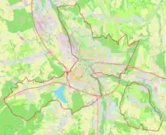 Mapa konturowa miasta Frydek-Mistek, w centrum znajduje się punkt z opisem „Frýdek-Místek”