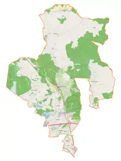 Mapa konturowa gminy Głogów Małopolski, po prawej znajduje się punkt z opisem „Wysoka Głogowska”