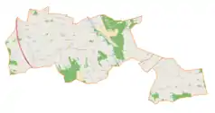 Mapa konturowa gminy wiejskiej Głowno, u góry po lewej znajduje się punkt z opisem „Jasionna”