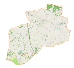 Mapa konturowa gminy Gaszowice, na dole po lewej znajduje się punkt z opisem „Czernica”