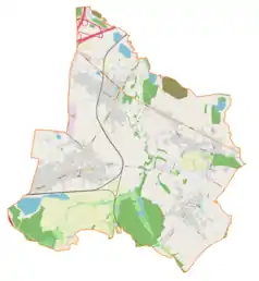 Mapa konturowa gminy Gierałtowice, na dole po prawej znajduje się punkt z opisem „Chudów”