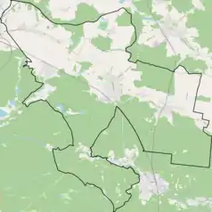 Mapa konturowa gminy Koszęcin, u góry po lewej znajduje się punkt z opisem „Sadów”