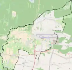 Mapa konturowa gminy Ożarowice, u góry po prawej znajduje się punkt z opisem „LZ Zendek”