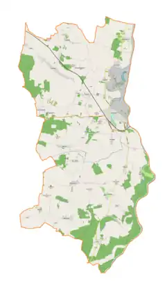 Mapa konturowa gminy Ścinawa, w centrum znajduje się punkt z opisem „Turów”