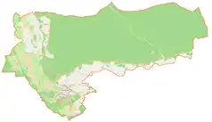 Mapa konturowa gminy Skwierzyna, na dole po lewej znajduje się punkt z opisem „Parafia wojskowa Matki&nbsp;Odkupiciela”