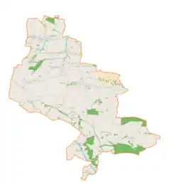 Mapa konturowa gminy Gołcza, na dole znajduje się punkt z opisem „Wysocice”