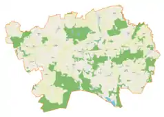 Mapa konturowa gminy Godkowo, w centrum znajduje się punkt z opisem „Godkowo”