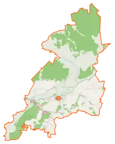 Mapa konturowa gminy Goniądz, na dole znajduje się punkt z opisem „Kramkówka Mała”