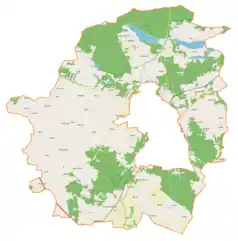 Mapa konturowa gminy wiejskiej Gostynin, na dole po prawej znajduje się punkt z opisem „Skrzany”