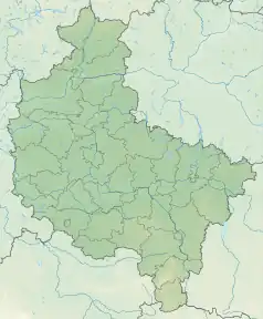 Mapa konturowa województwa wielkopolskiego, po lewej znajduje się punkt z opisem „Sierakowski Park Krajobrazowy”