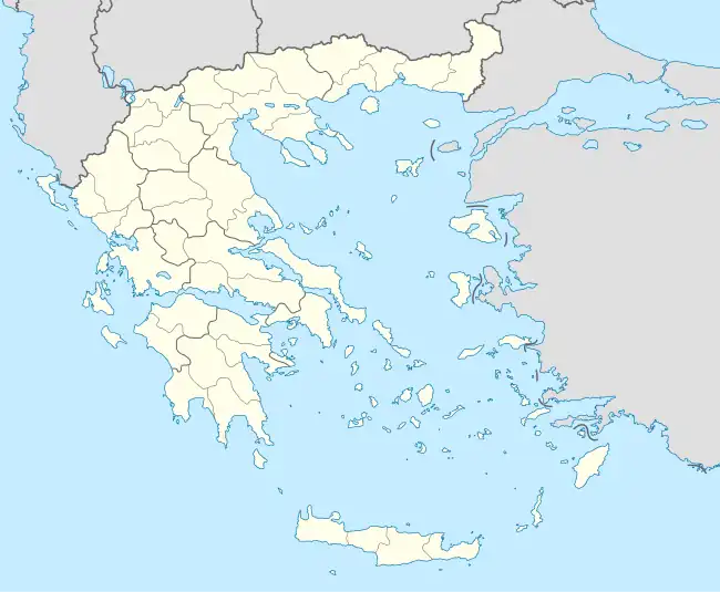 Mapa konturowa Grecji, na dole po prawej znajduje się punkt z opisem „Rodos”