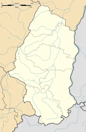 Mapa konturowa Górnego Renu, w centrum znajduje się punkt z opisem „Feldkirch”