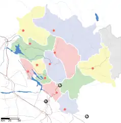 Mapa konturowa Himachal Pradeshu, na dole znajduje się punkt z opisem „Shimla”