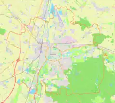 Mapa konturowa Hradec Králové, w centrum znajduje się punkt z opisem „Katedra św. DuchaHradec Králové”