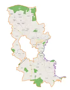 Mapa konturowa gminy wiejskiej Hrubieszów, na dole znajduje się punkt z opisem „Czerniczynek”