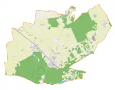 Mapa konturowa gminy Iłowo-Osada, w centrum znajduje się punkt z opisem „Iłowo-Wieś”