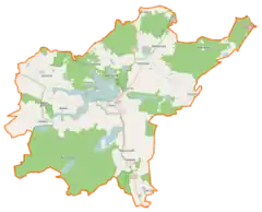 Mapa konturowa gminy Ińsko, na dole znajduje się punkt z opisem „Czertyń”