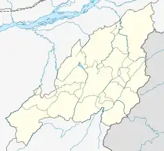 Mapa konturowa Nagalandu, na dole znajduje się punkt z opisem „Kohima”