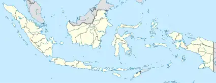 Mapa konturowa Indonezji, w lewym górnym rogu znajduje się punkt z opisem „Sabang”