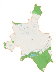 Mapa konturowa gminy Irządze, w centrum znajduje się punkt z opisem „Dwór w Wygiełzowie”