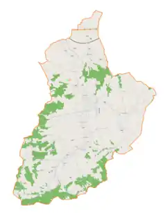 Mapa konturowa gminy Iwierzyce, u góry znajduje się punkt z opisem „Olchowa”