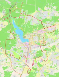 Mapa konturowa Iżewska, w centrum znajduje się punkt z opisem „Iżewsk”