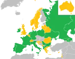 Mapa z zaznaczeniem państw uczestniczących