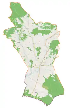 Mapa konturowa gminy Jabłonka, blisko centrum na prawo znajduje się punkt z opisem „Orawka”