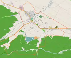 Mapa konturowa Janowa Lubelskiego, u góry znajduje się punkt z opisem „Biała Poduchowna”