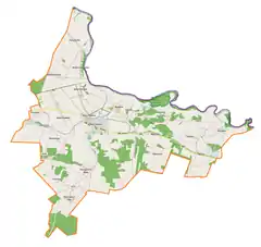 Mapa konturowa gminy Janów Podlaski, w centrum znajduje się punkt z opisem „Wygoda”