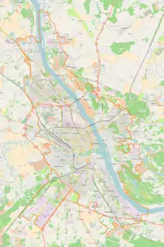 Mapa konturowa Jarosławia, w centrum znajduje się punkt z opisem „Jarosław, cerkiew Narodzenia Pańskiego”