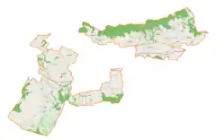 Mapa konturowa gminy wiejskiej Jasło, na dole nieco na lewo znajduje się punkt z opisem „Niegłowice”