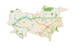 Mapa konturowa gminy Jastków, po prawej znajduje się punkt z opisem „Natalin”