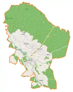 Mapa konturowa gminy Jemielnica, w centrum znajduje się punkt z opisem „Piotrówka”