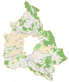 Mapa konturowa gminy wiejskiej Kłodzko, w centrum znajduje się punkt z opisem „Boguszyn”