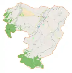 Mapa konturowa gminy Kańczuga, po lewej nieco u góry znajduje się punkt z opisem „Husówka”