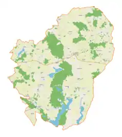 Mapa konturowa gminy Kalinowo, blisko centrum na lewo znajduje się punkt z opisem „Mazurowo”