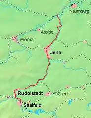 Mapa przebiegu linii kolejowej 6303, 6305