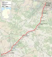 Mapa przebiegu linii kolejowej 6132