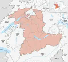 Mapa konturowa Berna, w centrum znajduje się punkt z opisem „Stadion Neufeld”