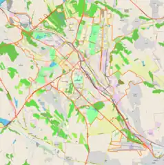 Mapa konturowa Kiszyniowa, u góry znajduje się punkt z opisem „Chișinău”