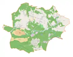 Mapa konturowa gminy Klucze, u góry znajduje się punkt z opisem „Ryczówek”