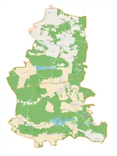 Mapa konturowa gminy Kluki, po lewej znajduje się punkt z opisem „Teofilów”