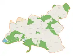 Mapa konturowa gminy Kobiele Wielkie, blisko centrum u góry znajduje się punkt z opisem „Tomaszów”