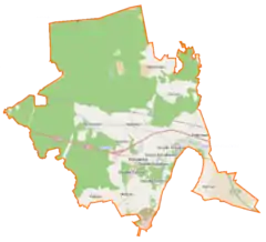 Mapa konturowa gminy Kobylanka, w centrum znajduje się punkt z opisem „Reptowo”