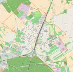 Mapa konturowa Koluszek, u góry znajduje się punkt z opisem „Nowy Felicjanów”